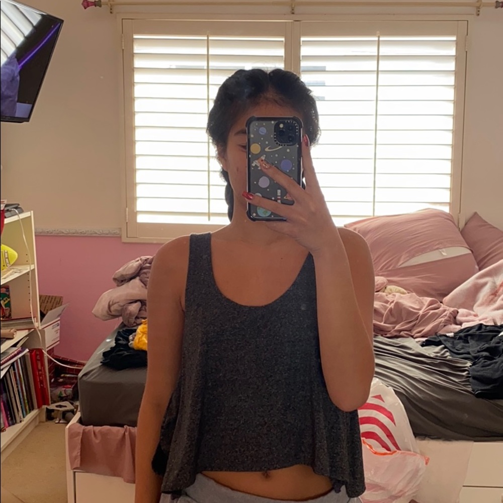 Loose Dark Gray Crop Top🖤